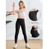 Haloumoning Girls Athletic Leggings with Pockets Kids High Waist Active Tights Dance Running Yoga Pants 5-14 Years(Black)