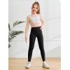 Haloumoning Girls Athletic Leggings with Pockets Kids High Waist Active Tights Dance Running Yoga Pants 5-14 Years(Black)