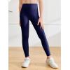 Haloumoning Girls Athletic Leggings with Pockets Kids High Waist Active Tights Dance Running Yoga Pants 5-14 Years(Dark Blue)