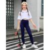 Haloumoning Girls Athletic Leggings with Pockets Kids High Waist Active Tights Dance Running Yoga Pants 5-14 Years(Dark Blue)
