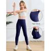 Haloumoning Girls Athletic Leggings with Pockets Kids High Waist Active Tights Dance Running Yoga Pants 5-14 Years(Dark Blue)