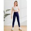 Haloumoning Girls Athletic Leggings with Pockets Kids High Waist Active Tights Dance Running Yoga Pants 5-14 Years(Dark Blue)