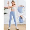 Haloumoning Girls Athletic Leggings with Pockets Kids High Waist Active Tights Dance Running Yoga Pants 5-14 Years(Light Blue)