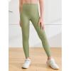 Haloumoning Girls Athletic Leggings with Pockets Kids High Waist Active Tights Dance Running Yoga Pants 5-14 Years(Light Green)