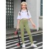 Haloumoning Girls Athletic Leggings with Pockets Kids High Waist Active Tights Dance Running Yoga Pants 5-14 Years(Light Green)