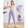 Haloumoning Girls Athletic Leggings with Pockets Kids High Waist Active Tights Dance Running Yoga Pants 5-14 Years(Light Purple)