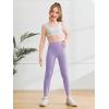 Haloumoning Girls Athletic Leggings with Pockets Kids High Waist Active Tights Dance Running Yoga Pants 5-14 Years(Light Purple)