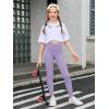 Haloumoning Girls Athletic Leggings with Pockets Kids High Waist Active Tights Dance Running Yoga Pants 5-14 Years(Light Purple)