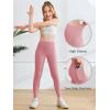 Haloumoning Girls Athletic Leggings with Pockets Kids High Waist Active Tights Dance Running Yoga Pants 5-14 Years(Pink)