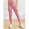 Haloumoning Girls Athletic Leggings with Pockets Kids High Waist Active Tights Dance Running Yoga Pants 5-14 Years(Pink)