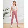 Haloumoning Girls Athletic Leggings with Pockets Kids High Waist Active Tights Dance Running Yoga Pants 5-14 Years(Pink)