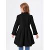 Haloumoning Girls Dress Coat Kids Ruffle Button Down Cute Bow Long Winter Jackets with Pockets 3-12 Years(Black)
