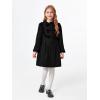 Haloumoning Girls Dress Coat Kids Ruffle Button Down Cute Bow Long Winter Jackets with Pockets 3-12 Years(Black)