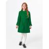 Haloumoning Girls Dress Coat Kids Ruffle Button Down Cute Bow Long Winter Jackets with Pockets 3-12 Years(Green)