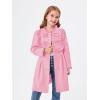 Haloumoning Girls Dress Coat Kids Ruffle Button Down Cute Bow Long Winter Jackets with Pockets 3-12 Years(Light Pink)