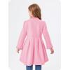Haloumoning Girls Dress Coat Kids Ruffle Button Down Cute Bow Long Winter Jackets with Pockets 3-12 Years(Light Pink)