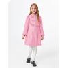 Haloumoning Girls Dress Coat Kids Ruffle Button Down Cute Bow Long Winter Jackets with Pockets 3-12 Years(Light Pink)