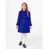 Haloumoning Girls Dress Coat Kids Ruffle Button Down Cute Bow Long Winter Jackets with Pockets 3-12 Years(Navy Blue)
