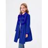 Haloumoning Girls Dress Coat Kids Ruffle Button Down Cute Bow Long Winter Jackets with Pockets 3-12 Years(Navy Blue)