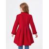 Haloumoning Girls Dress Coat Kids Ruffle Button Down Cute Bow Long Winter Jackets with Pockets 3-12 Years(Red)