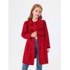 Haloumoning Girls Dress Coat Kids Ruffle Button Down Cute Bow Long Winter Jackets with Pockets 3-12 Years(Red)
