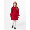 Haloumoning Girls Dress Coat Kids Ruffle Button Down Cute Bow Long Winter Jackets with Pockets 3-12 Years(Red)