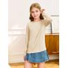 Haloumoning Girls Long Sleeve Shirts Pleated Casual Crewneck Fall Fashion Tops Basic Tees 5-14Y(Beige)