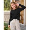 Haloumoning Girls Long Sleeve Shirts Pleated Casual Crewneck Fall Fashion Tops Basic Tees 5-14Y(Black)