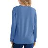 Haloumoning Girls Long Sleeve Shirts Pleated Casual Crewneck Fall Fashion Tops Basic Tees 5-14Y(Blue)