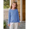 Haloumoning Girls Long Sleeve Shirts Pleated Casual Crewneck Fall Fashion Tops Basic Tees 5-14Y(Blue)