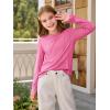 Haloumoning Girls Long Sleeve Shirts Pleated Casual Crewneck Fall Fashion Tops Basic Tees 5-14Y(Bright Pink)
