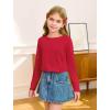 Haloumoning Girls Long Sleeve Shirts Pleated Casual Crewneck Fall Fashion Tops Basic Tees 5-14Y(Bright Red)