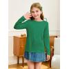Haloumoning Girls Long Sleeve Shirts Pleated Casual Crewneck Fall Fashion Tops Basic Tees 5-14Y(Green)
