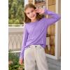 Haloumoning Girls Long Sleeve Shirts Pleated Casual Crewneck Fall Fashion Tops Basic Tees 5-14Y(Light Purple)