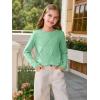 Haloumoning Girls Long Sleeve Shirts Pleated Casual Crewneck Fall Fashion Tops Basic Tees 5-14Y(Mint)