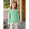 Haloumoning Girls Long Sleeve Shirts Pleated Casual Crewneck Fall Fashion Tops Basic Tees 5-14Y(Mint)