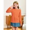 Haloumoning Girls Long Sleeve Shirts Pleated Casual Crewneck Fall Fashion Tops Basic Tees 5-14Y(Orange)
