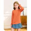 Haloumoning Girls Long Sleeve Shirts Pleated Casual Crewneck Fall Fashion Tops Basic Tees 5-14Y(Orange)