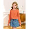 Haloumoning Girls Long Sleeve Shirts Pleated Casual Crewneck Fall Fashion Tops Basic Tees 5-14Y(Orange)