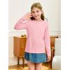 Haloumoning Girls Long Sleeve Shirts Pleated Casual Crewneck Fall Fashion Tops Basic Tees 5-14Y(Pink)