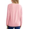Haloumoning Girls Long Sleeve Shirts Pleated Casual Crewneck Fall Fashion Tops Basic Tees 5-14Y(Pink)