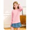 Haloumoning Girls Long Sleeve Shirts Pleated Casual Crewneck Fall Fashion Tops Basic Tees 5-14Y(Pink)