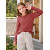 Haloumoning Girls Long Sleeve Shirts Pleated Casual Crewneck Fall Fashion Tops Basic Tees 5-14Y(Red)