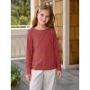 Haloumoning Girls Long Sleeve Shirts Pleated Casual Crewneck Fall Fashion Tops Basic Tees 5-14Y(Red)
