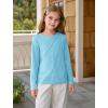 Haloumoning Girls Long Sleeve Shirts Pleated Casual Crewneck Fall Fashion Tops Basic Tees 5-14Y(Sky Blue)