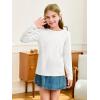 Haloumoning Girls Long Sleeve Shirts Pleated Casual Crewneck Fall Fashion Tops Basic Tees 5-14Y(White)