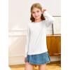 Haloumoning Girls Long Sleeve Shirts Pleated Casual Crewneck Fall Fashion Tops Basic Tees 5-14Y(White)