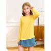 Haloumoning Girls Long Sleeve Shirts Pleated Casual Crewneck Fall Fashion Tops Basic Tees 5-14Y(Yellow)