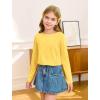 Haloumoning Girls Long Sleeve Shirts Pleated Casual Crewneck Fall Fashion Tops Basic Tees 5-14Y(Yellow)