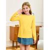 Haloumoning Girls Long Sleeve Shirts Pleated Casual Crewneck Fall Fashion Tops Basic Tees 5-14Y(Yellow)